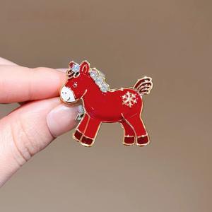 Broche Cheval 2026 Rétro en Alliage avec Strass en Cristal et Placage Or et Argent pour Mariage, Fiançailles, Fête, Cadeau Unisexe - Product Image 1