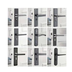 مقابض أبواب خشبية من الألومنيوم بلون ذهبي وأسود من الأدوات الحديثة للاستخدام الداخلي مع قفل يستخدم في الفنادق والمنزل وغرف النوم - Product Image 6