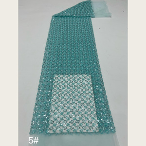 Tissu en <span class=keywords><strong>tulle</strong></span> perlé à grille de diamants et perles, 8 couleurs, avec sequins, pour robe de mariée et de demoiselle d'honneur G4124 - Product Image 1