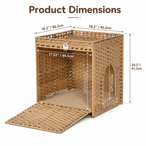 Meuble <span class=keywords><strong>de</strong></span> Luxe Pliable en Faux Rotin pour Bac à Litière, Meuble Moderne Dissimulé pour Chat, Grande Maison Intérieure pour Chats - Product Image 4