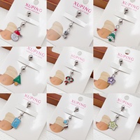 XUPING Cincin Pusar Trendy dari Baja Tahan Karat Desain Bintang/Stroberi/Hati/Kupu-kupu/Bunga/Buah Warna Putih untuk Wanita Pria