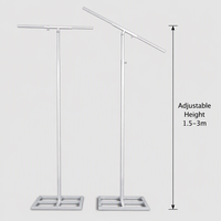 Support de toile de fond en métal argenté réglable en hauteur 150-300 cm pour toile de fond en tissu de mariage et décoration de réception