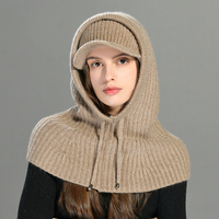 Jxwatcher Ensemble 2 pièces : Balaclava en cachemire doux tricoté avec cordon de serrage et Casquette de baseball personnalisée motif crâne pour femme, idéal pour l'hiver