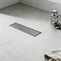 Drain de douche linéaire moderne anti-odeur 30x8cm, finition gris brossé, acier inoxydable 304, insert de carrelage, drain de sol dissimulé pour salle de bain