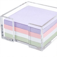 Support de notes adhésives autoportant en acrylique moderne 3x3 transparent avec revêtement UV, pré-assemblé, pour dortoir, bureau, table