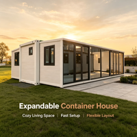 Maison conteneur préfabriquée à double aile extensible et pliable, espace de vie isolé thermiquement pour hôtel, bureau de chantier, camp de travailleurs temporaires