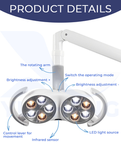 Lampada a LED a doppio colore a 10 fori per l'illuminazione di trattamenti dentali nelle cliniche - Product Image 2