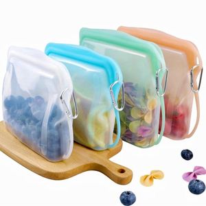 Custom Quart Size Silicone Food <b>Bags</b> Small 500ml and Medium 1000ml Standing up Platinum Silicone Food Grade Reusable Storage <b>Bag</b> - Product Image 1