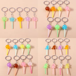 Lovely Resin Candy <strong>Lollipop</strong> Keychain Simulation Food Key <strong>Rings</strong> for Men and Women Handbag Pendants Diy for Kids Jewelry Gifts - Product Image 1