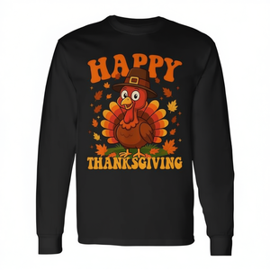 T-shirt à manches longues avec motif de dinde mignonne pour la fête de Thanksgiving, thème du dîner en famille - Product Image 2