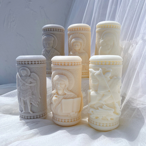 Molde de Silicona para Vela de Santo con Seis Diseños, Molde para Vela Cilíndrica de Estatua Católica, Escultura de Cera de Soja, Figura de Decoración para el Hogar, Arte para el Hogar - Product Image 3