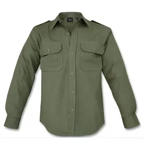 Chemise de bureau à manches longues vert olive pour l'extérieur