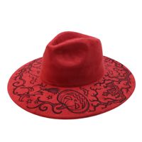 Nouvel Arrivage Chapeau Fedora à Large Bord pour Femme, Gravé au Laser, Motif Citrouille Sorcière d'Halloween, en Feutre, pour Fête et Déguisement