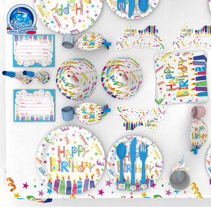 Fournitures pour fête d'anniversaire, assiettes en papier, gobelets, serviettes, ensemble de vaisselle jetable, décoration d'anniversaire pour enfants de 2 à 4 ans - Product Image 1