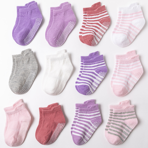 Bas de contention pour bébés et tout-petits en coton respirant, écologiques, antidérapants, pour garçons et filles, paquets de 6 paires - Product Image 3