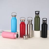 Bouteille isotherme sport à double paroi en acier inoxydable thermolaqué, grande ouverture, avec poignée, pour activités de plein air