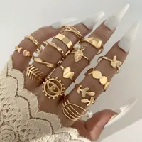 C & J YANYE Multi Pieces Pack All Butterfly Series Opening Adjust Design Niche Love Pearl Fashion Fine Jewelry Women Rings Set