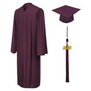 Toge de Cérémonie de Remise de Diplôme Universitaire Noire Mate Adulte d'Usine avec Toque et Pompon pour Étudiants Diplômés - Product Image 3