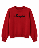 Pull en tricot pour femme en laine et acrylique, à col rond, avec blocs de couleur et lettres, anti-rides, pour l'automne