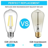 Hot-Selling Edison LED Ampoule E27 Vis Base Filament pour Rétro Américain Décor pour Usage Résidentiel AC Alimenté Modèle ST64