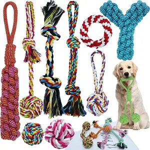 Juguete de Cuerda de Algodón para Perros, Juguete de Masticar para Entrenamiento de Perros, Juego de Juguetes de Cuerda para Masticar para Perros, Venta al por Mayor - Product Image 1