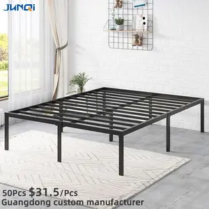 热卖铁金属钢平台双床框架带储物金属床架成人金属单人床