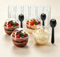 Gobelets à dessert jetables en plastique transparent avec couvercles en dôme pour crème glacée, mousse et desserts de fête - Vente chaude