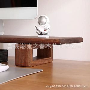 Solid wood computer monitor <b>desktop</b> riser stand, office desk bracket, storage stand, tabletop base, and <b>shelf</b>. - Product Image 3