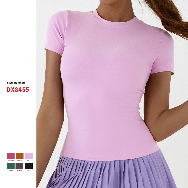 Women's High Elasticity Short Sleeve Fitness Cycling Running Yoga Tops Hot Sale Soft Tank Top Quick Dry & Breathable