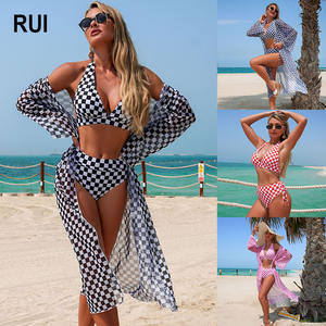 RUIQUWIN 2026 – Nouveauté : Robe de plage à carreaux grande taille pour femme, séchage rapide, respirante, protection solaire, idéale pour les vacances à la plage - Product Image 1