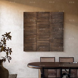 Pintura al Óleo de Estilo Vintage, Arte Mural Texturizado en 3D, Marco Marrón Oscuro, Impresionismo Rectangular, Decoración de Fondo para Sala de Estar y Sofá - Product Image 2