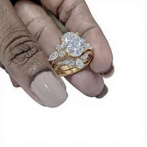Ensemble de mariage de luxe avec diamant de laboratoire taille ovale certifié IGI, bague de fiançailles pour femme en or blanc ou jaune massif 14 carats, cadeau de mariage - Product Image 6