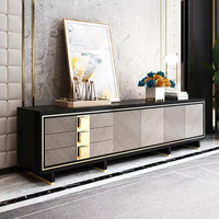 Meubles de salon modernes, ensemble de table basse de luxe, table basse en verre noir, meuble TV et armoire latérale