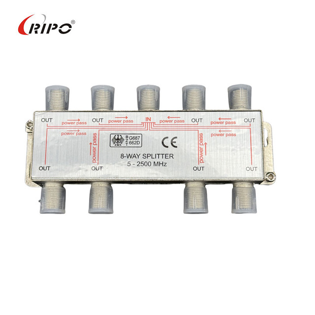 Ripo Hotel CATV 6-Way F-Type Metal Video Splitter & Converter 5-2500MHz Frequency Range CN/GUA Origin