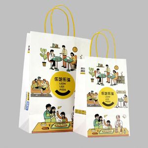 Sacs en papier kraft de haute qualité avec poignées, sacs shopping personnalisés imprimés pour la promotion en supermarché, avec lamination et poignées - Product Image 2