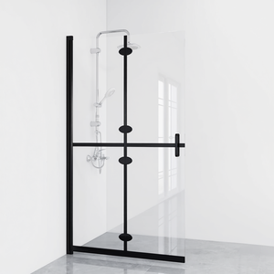 Porte de douche transparente en verre ESG, 43,3 x 74,8, pliable, sans cadre, écran de douche minimaliste, utilisation en salle de bain - Product Image 1