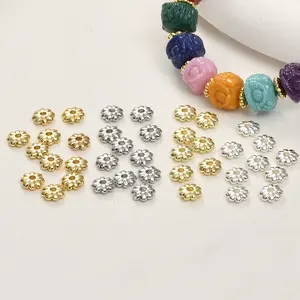 Wholesale Beaded 14K/18K Real Gold Brass Spacer Flower Beads Custom Bracelet Accessories For Jewelry Making