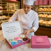 Support de transport en carton kraft blanc pour gâteaux ronds, pâtisseries, donuts et sandwichs, avec fenêtre, MOQ 500 pièces