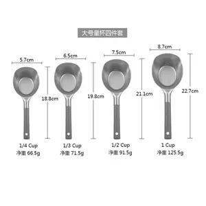 Hot-Sell 410 Roestvrijstalen Hoge Capaciteit Grote Kopjes Lepels Set Pp Handvat 5G/3G/20G/10G Weegkeuken