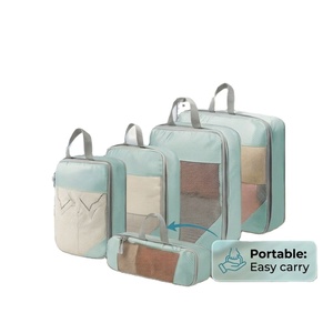 Ensemble de 5 sacs de rangement de voyage extensibles, cubes de compression pour valises, organisateurs de vêtements - Product Image 1
