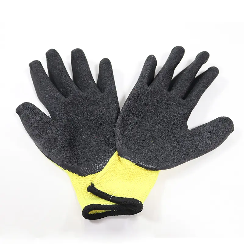 Heavy Weight Cotton Knit Textured Non Slip Blue Latex Coated Liquid Proof Safety Work Labour Gloves