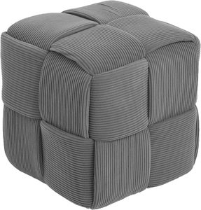 Repose-pieds ottoman en velours côtelé carré doux et confortable, tabouret de canapé - Product Image 1
