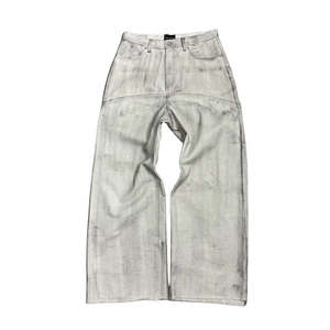 <span class=keywords><strong>Jeans</strong></span> Personalizzati di Alta Qualità del Produttore, <span class=keywords><strong>Grigio</strong></span> Argento Effetto Vissuto, Pantaloni Techwear Larghi con Striscia Laterale Nera per <span class=keywords><strong>Uomo</strong></span> - Product Image 1
