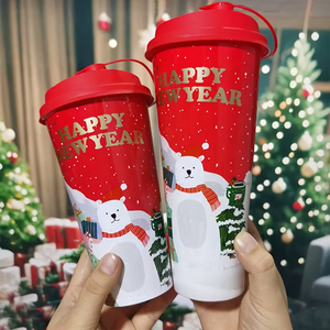 Nieuwe Kerst Melkthee Koffiebeker Wegwerp PP Deksel Verdikt 500 stuks Kerst Geluksbeker - Product Image 4