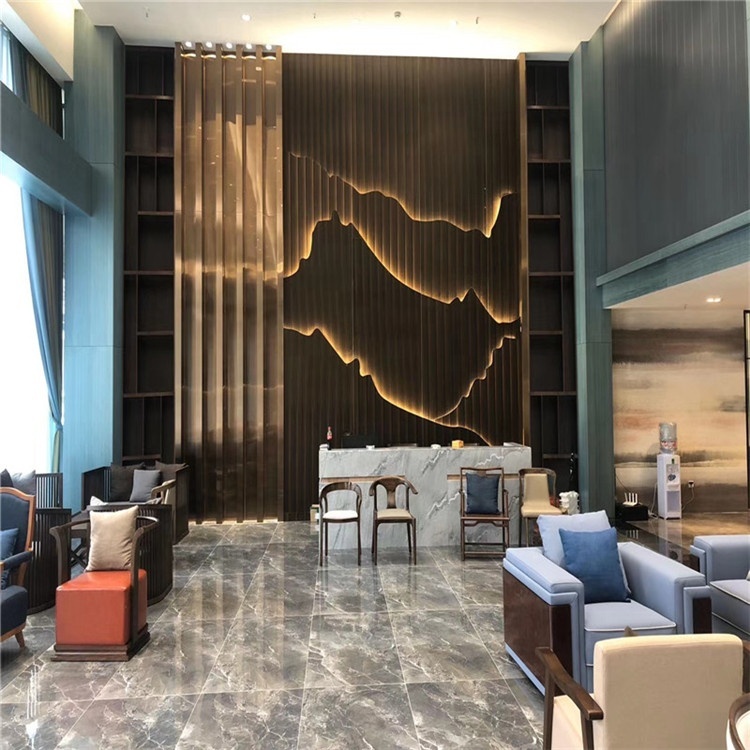 hotel metal work project decorative metal room divider stainless steel wall partition