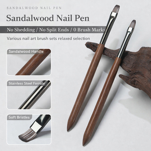 Ensemble de 8 pinceaux à ongles avec manche en bois, poils en nylon ultra fins pour la peinture et la manucure en salon - Product Image 2
