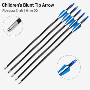 Flèches en fibre de verre à pointe arrondie de 6 mm pour enfants, 29 pouces, pour entraînement au tir à l'arc, avec ailettes bleues et blanches, pour arc classique et cible d'entraînement - Product Image 2