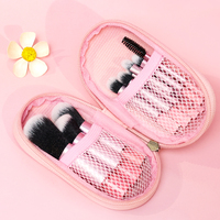 Nouvelle arrivée 2026, ensemble de pinceaux de maquillage professionnels miniatures de luxe portables multifonctionnels de couleur rose premium avec sac