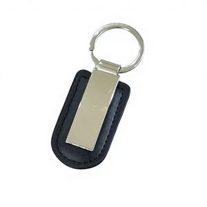 Porte-clés de luxe en métal et cuir noir, durable, avec logo personnalisé, pour hommes et femmes, universel, pour voiture, promotionnel - Product Image 1