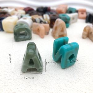 Perle Acriliche Grandi con Foro Largo, Colore Turchese Marmorizzato, Lettere Inglesi per Accessori Catena Telefono - Product Image 3